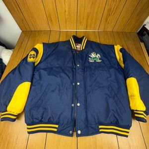 VTG Nutmeg Notre Dame Fighting‎ Irish Bomber Jacket Snap Front XL